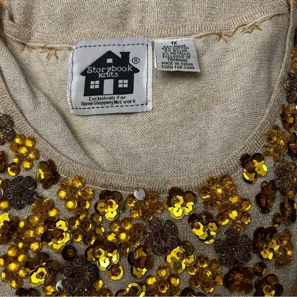 STORYBOOK KNIT Gold Metallic Embellished Sweater - Picture 6 of 11